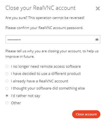 How do I close my account? – RealVNC Help Center